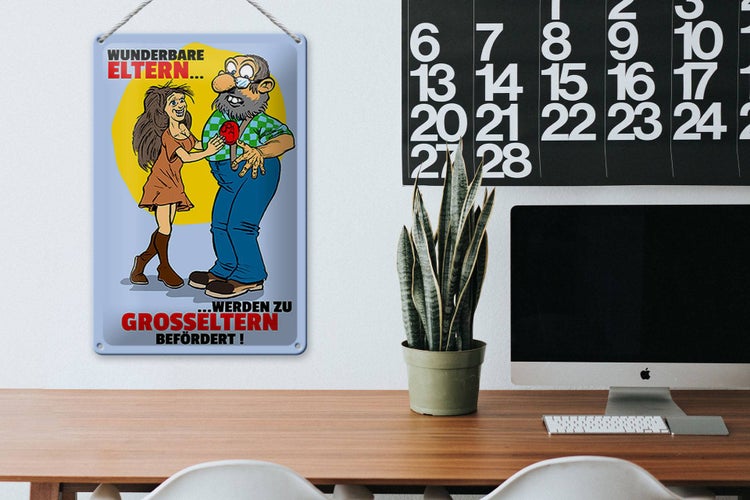 Blechschild Spruch 20x30cm Eltern werden zu Großeltern befördert