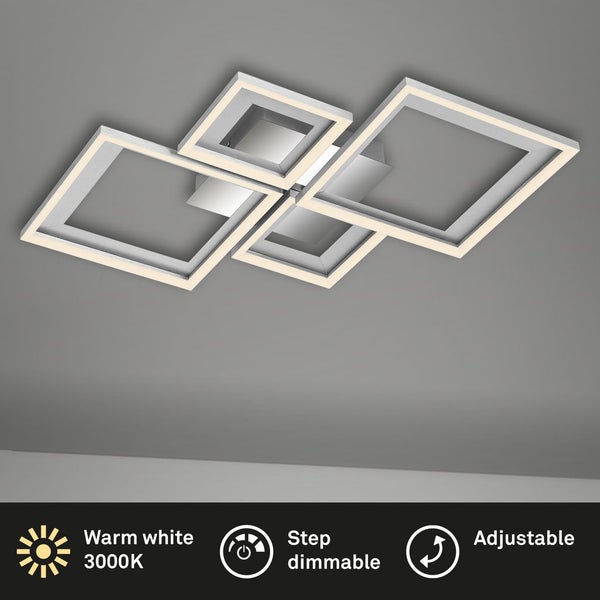 Briloner Leuchten FRAME - Wand-& Deckenleuchte - 3727019 - Stufenweise dimmbar - 3000K warmweiß - Memoryfunktion - Schwenkbar - 53 x 53 x 7,5 cm