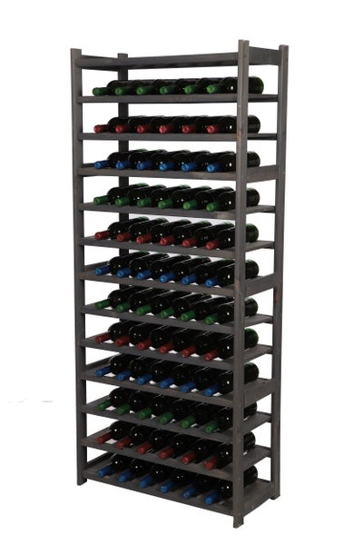 PROREGAL Weinregal SPREEWALD HxBxT 163x70x33cm 78 Flaschen auf 13 Ebenen Massives Kiefernholz Grau geölt