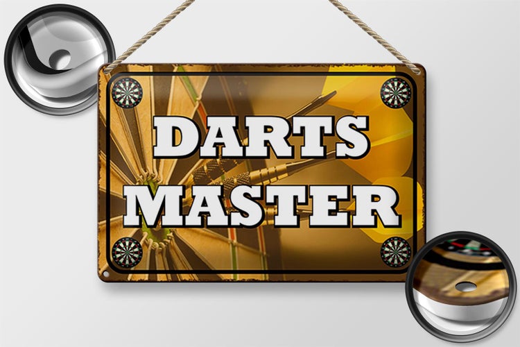 Blechschild Spruch 30x20cm Darts Master Schild deko