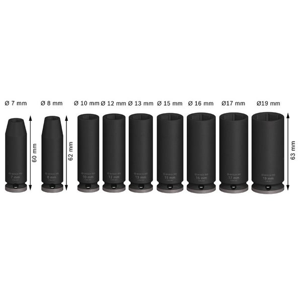 Bosch PRO Impact Socket Set 3/8 tief 9‑tlg. - 2608003037