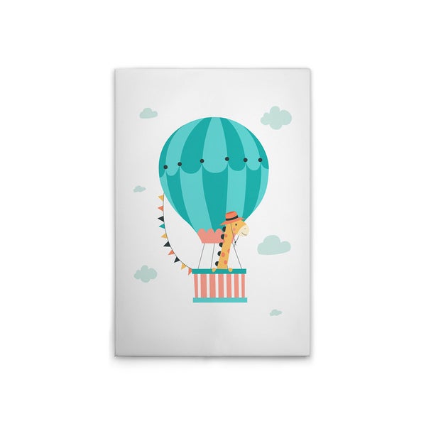 Leinwandbild mit Giraffe in einem Heißluftballon