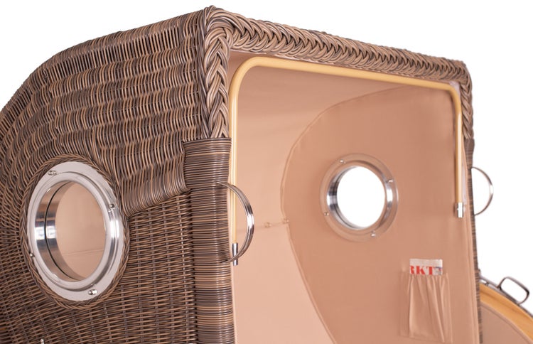 Strandkorb Westerland Teak Bullauge PE grey Dessin 582