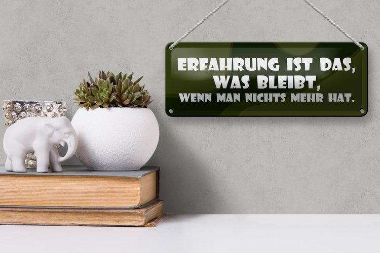 Blechschild Spruch 27x10cm Erfahrung bleibt wenn nichts mehr