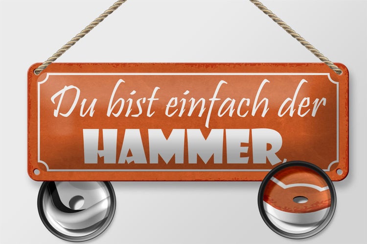Blechschild Spruch 27x10cm du bist einfach der Hammer Dekoration