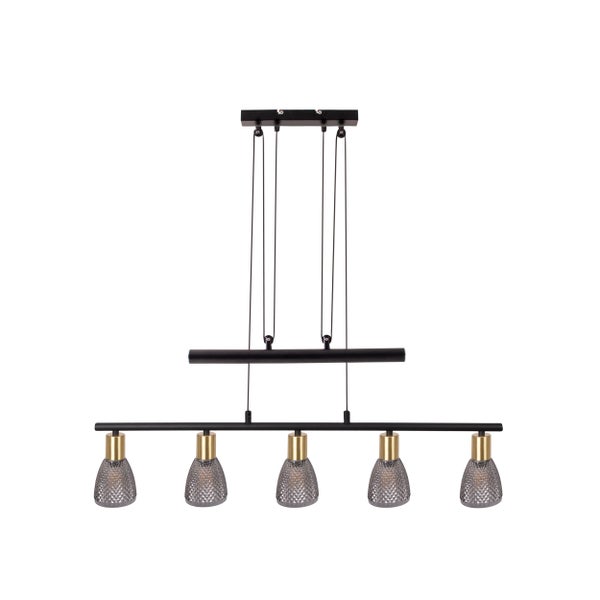 Hängelampe mit fünf Lampenschirmen