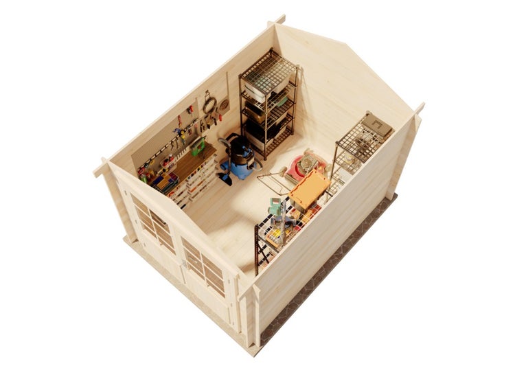 Alpholz Gartenhaus Bremen-28 B aus Massiv-holz, Gerätehaus mit 28 mm Wandstärke, Garten Holzhaus inklusive Montagematerial, Geräteschuppen Größe: 250 x 320 cm, Satteldach