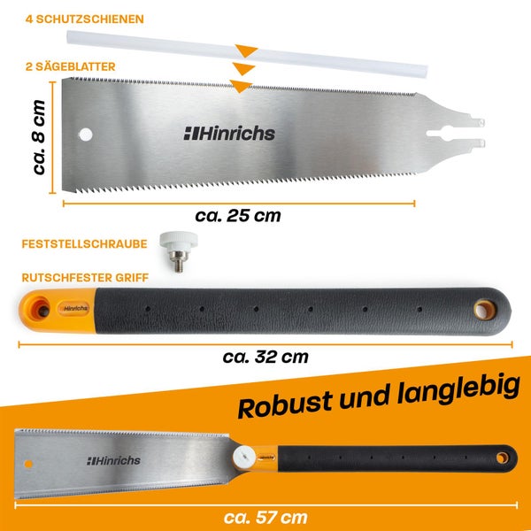 Hinrichs Ryoba-Säge Typ Japansäge 25 cm - Holzsäge aus Karbonstahl