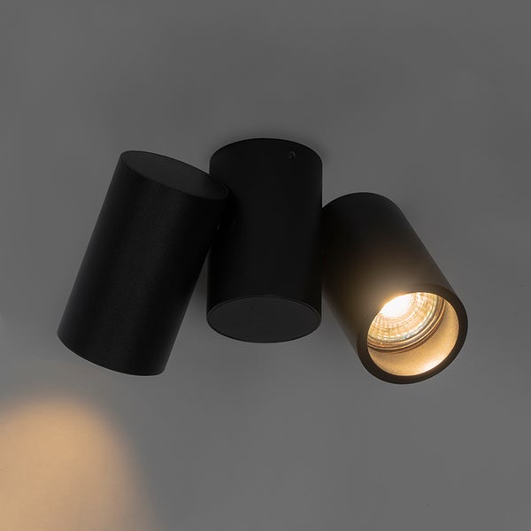 Schwarze Deckenleuchte mit drei Strahlern