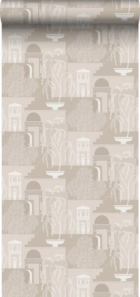 Borastapeter Tapete Mediterrane Häuser Grau - 53 cm x 10.05 m - 660851