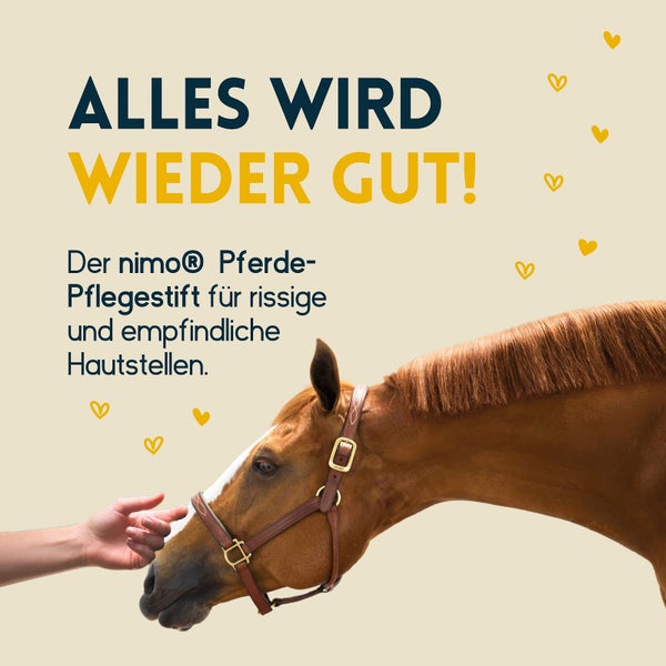 nimo® Pferde Pflegestift • mit Bienenwachs und Propolis gegen gereizte und trockene Stellen