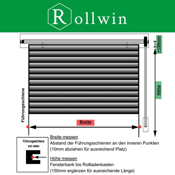Rollwin ROLLADEN ALU MAXI 52 Grau Fertigmaß 120 x 150 cm (BxH) Rolladenpanzer mit Rollladendämmung Rollladenpanzer Rollladenfenster Rollladentür Rollladen DEUTSCHE Produktion zum Einbauen
