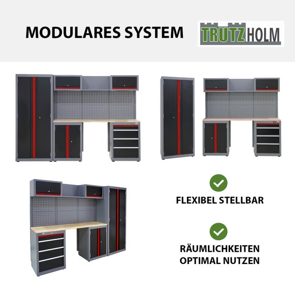 Werkstattwand 13-tlg. Werkstattschranksystem modular 260 x 183 cm Stahl Werkstatteinrichtung in rot