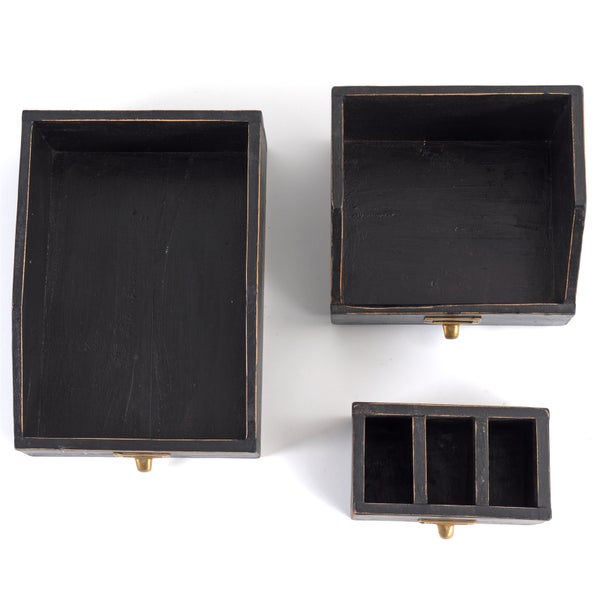 Organizer-Set Office 3-teilig Mahagoni Holz, mit beschreibbarer Tafel 09 voodoo - schwarz