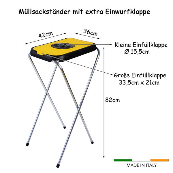 2x Müllsackständer SwingFix GELB 120L Blauer Gelber Sack Einer Mülleimer Müllbeutelständer Müllsackhalter 120L