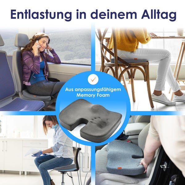 DYNMC You Ergonomisches Sitzkissen Bürostuhl - Mittelhart H3 - Test SEHR GUT - [MIT PHYSIOTHERAPEUTEN ENTWICKELT] - Sitzkissen Stuhl Entlastet Rücken & Erhöht Sitzkomfort