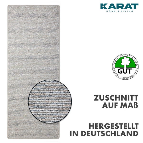 Karat Home und Living Logo. Teppichläufer mit Rippenstruktur, Zuschnitt nach Maß, GUT Siegel für Umweltfreundlichkeit, hergestellt in Deutschland.