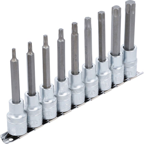 BGS Bit-Einsatz-Satz Antrieb Innenvierkant 12,5 mm (1/2) T-Profil (für Torx) 9tlg. - 5177
