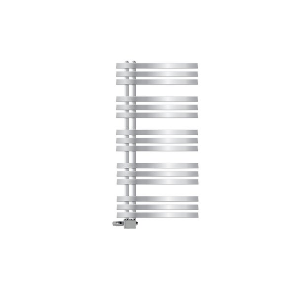 LuxeBath Badheizkörper Iron EM 600x1200 mm Chrom Mittelanschluss Anschlussgarnitur Thermostat Universal Eck- und Durchgangsform, Design Heizkörper Handtuchwärmer Handtuchtrockner Handtuchheizkörper