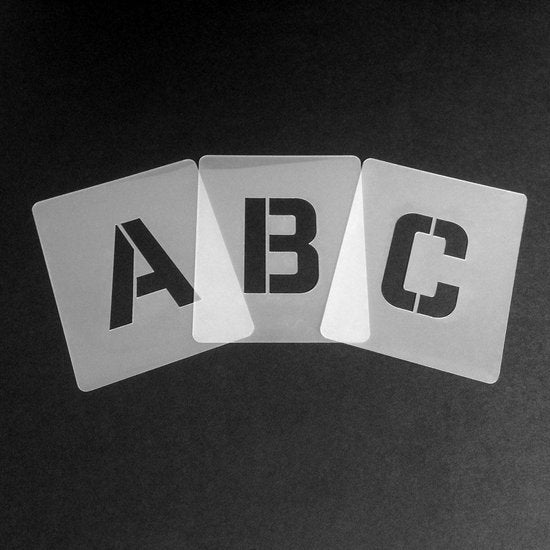 QBIX Buchstabenschablonen Set - 10 x 8,5cm - Komplettes Alphabet - Buchstaben sind 5cm hoch