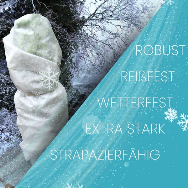 BioHelfer© Wintervlies, 120g/m², 1,5m x 10m, inkl. 5 Befestigungsbänder, Frostschutz für Pflanzen