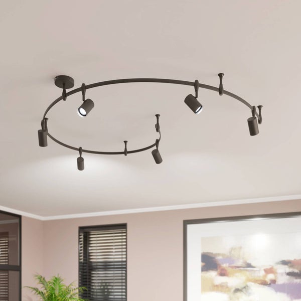 Lindby Stromschienenleuchte Delila (Modern) in Schwarz aus Metall (6 flammig, GU10) - 1-Phasen Stromschiene Stromschienenstrahler Wohnzimmerleuchte