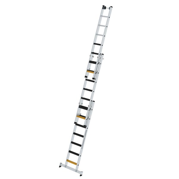 Ausgezogene Mehrzweckleiter aus Aluminium.