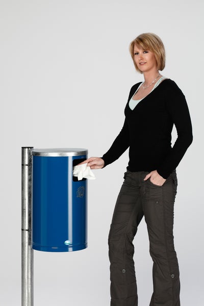 PROREGAL Abfallsammler Zur Wand Oder Rohrbefestigung 30 Liter HxBxT 62 x 30 x 30 cm Verzinkter Stahl Blau