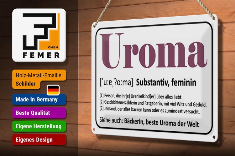 Blechschild Spruch 30x20cm Uroma Bäckerin beste Uroma Welt