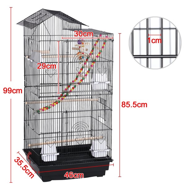 Yaheetech Vogelkäfig mit Vogeltreppe , Schwarz