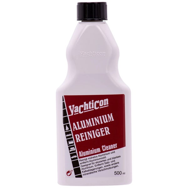 Yachticon Aluminium Reiniger, Flasche mit 500 Milliliter Inhalt zur Reinigung von eloxiertem und blankem Aluminium.