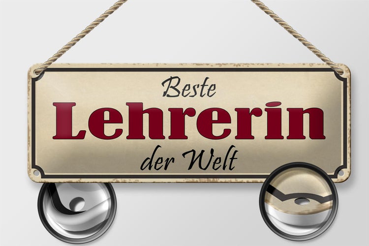 Blechschild Spruch 27x10cm beste Lehrerin der Welt Arbeit Dekoration