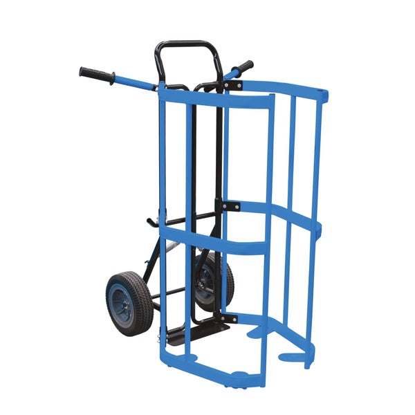 Blaue Sackkarre mit zwei Rädern
