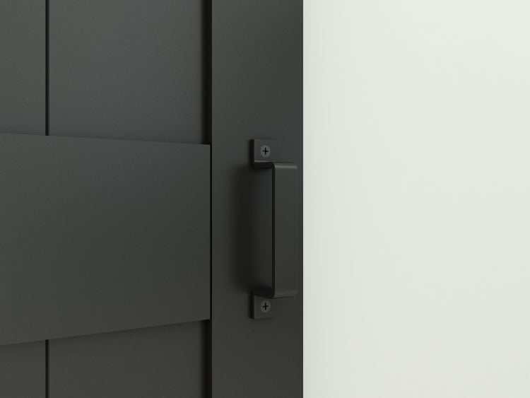 Holzschiebetür Komplettset Scheunentor schwarz Doppelflügelig Beschlag in schwarz - 1800x2150mm