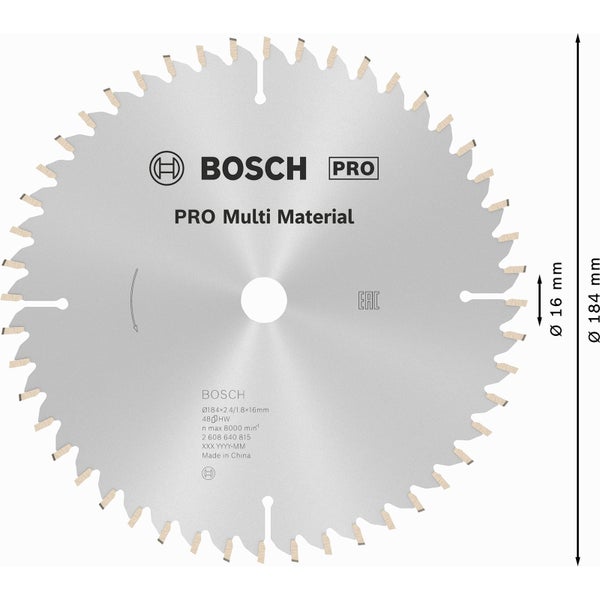 Bosch Pro Multi Material Kreissägeblatt, Durchmesser 184 Millimeter