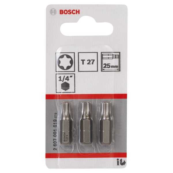 Bosch 3x Schrauberbit Extra-Hart, T27, 25 mm - 2607001619