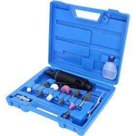Druckluftschleifer Set mit verschiedenen Schleifstiften im Kunststoffkoffer