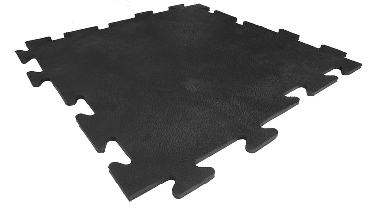 Gummifliese 8 mm Schwarz - 50 x 50 cm - Puzzle-System