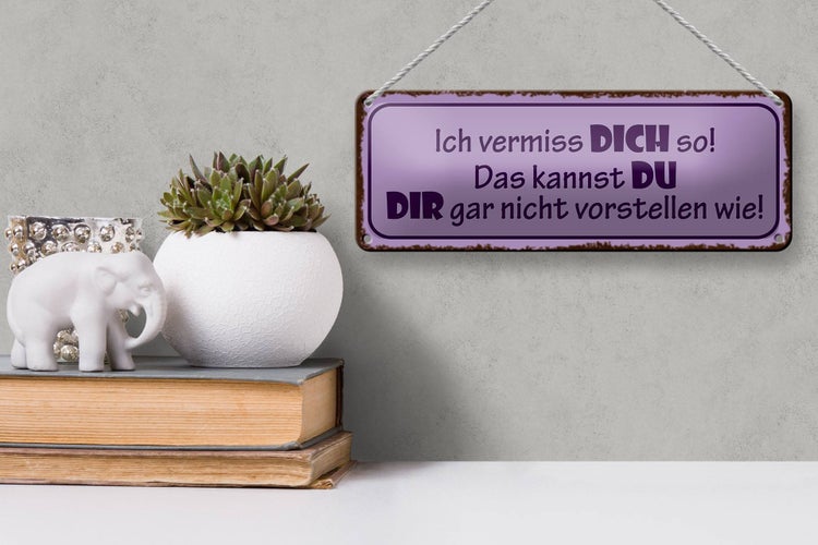 Blechschild Spruch 27x10cm vermiss dich so nicht vorstellen Dekoration