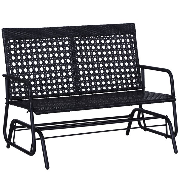 Outsunny Polyrattan Schaukelbank, 2-Sitzer Gartenschaukel, 120L x 76B x 90H cm, Polyrattan, Schwarz