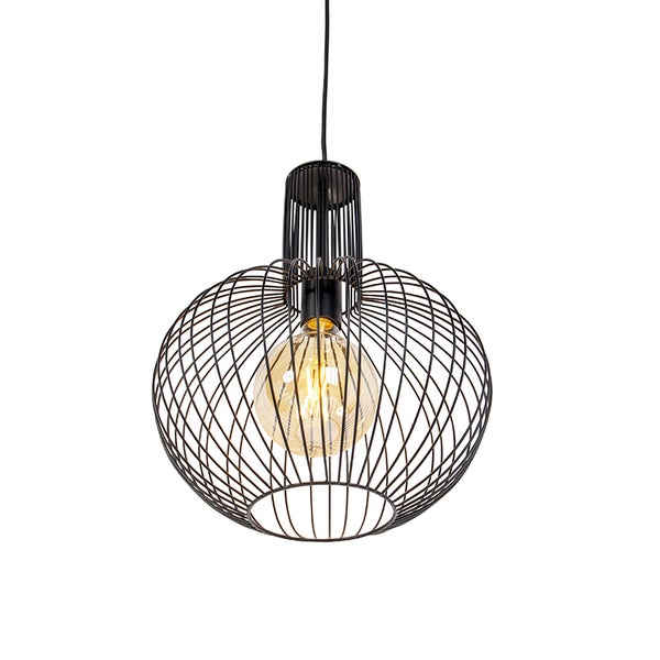 Hängelampe mit kugelförmigem Drahtgeflecht und Leuchtmittel