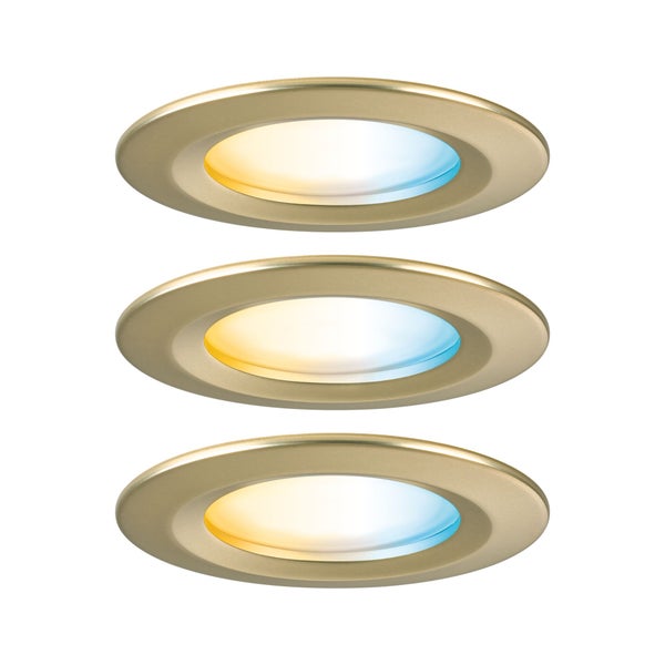 LED Einbauleuchte Nova Coin IP44 rund 78mm Tunable White 3x6W 3x530lm 230V Gold matt Aluminium
