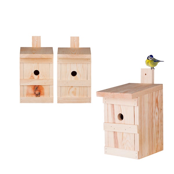 3x Nistkasten für Meisen & Kleinvögel - Vogelhaus aus Massivholz - 27x17x17cm - Brutkasten handgemacht in Europa - Meisenkasten wetterfest mit Einflugloch 28mm