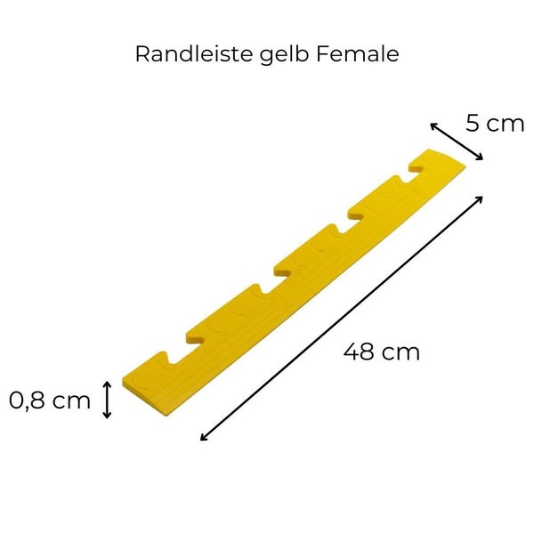 Klickfliesen Bodenplatte Kunststoff Balkon Terasse Garage Werkstatt Camping Fliesen Bodenbelag 50 PVC Klicksystem 10x Randleisten FEMALE gelb