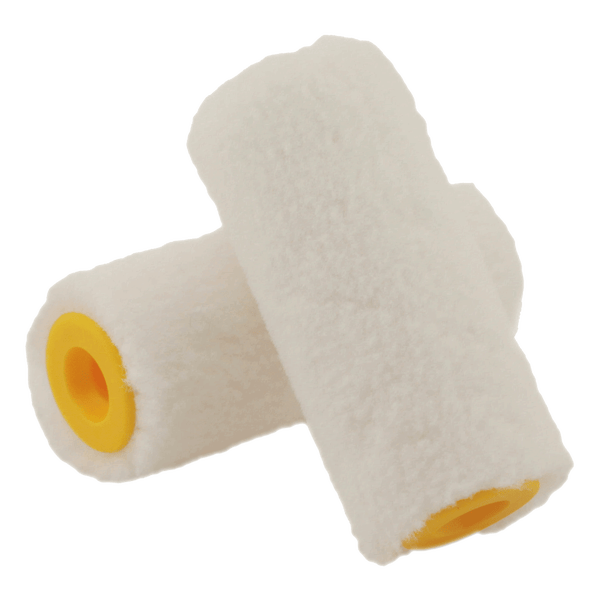 Zwei Farbwalzen aus Textil mit gelbem Kern für Malerarbeiten