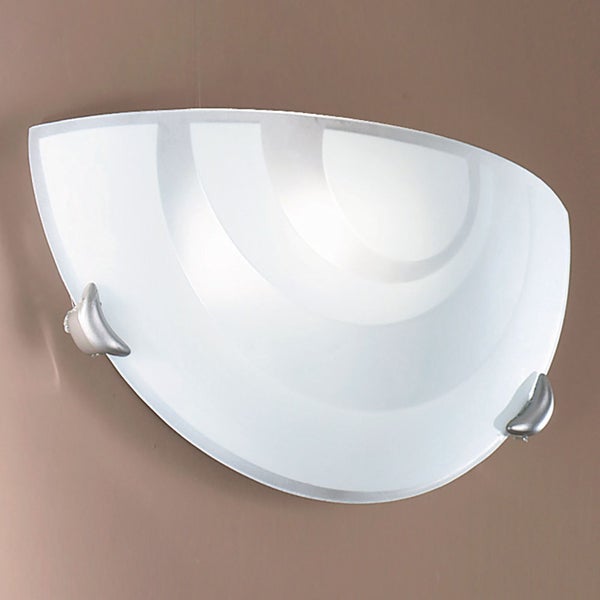 Moderne halbrunde Wandleuchte aus Glas mit Metallhalterungen zur Wandmontage
