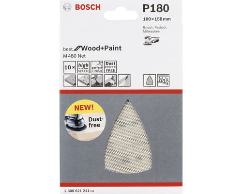 Netzschleifblatt M480 Best for Wood and Paint, 10er-Pack 100x150mm, K180