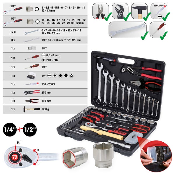 KS TOOLS 1/4+1/2 Werkzeug-Satz 88tlg. - 911.0688