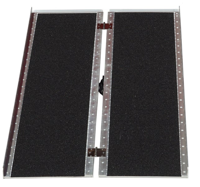 TRUTZHOLM Rollstuhlrampe klappbar 213 cm Traglast 272 kg Alu grau schwarz beschichtet Auffahrrampe