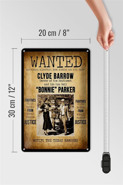 Blechschild Spruch 20x30cm wanted Clyde Barrow Bonnie